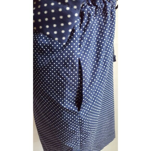 Zara Basic Women's Dress Medium Blue Polka Dot Drawstring Waist Pockets - Picture 5 of 10